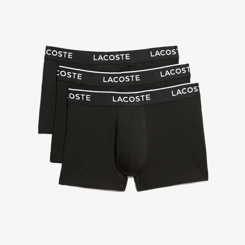 Men's Lacoste Branded 3-Pack Trunks Black | CNF851904