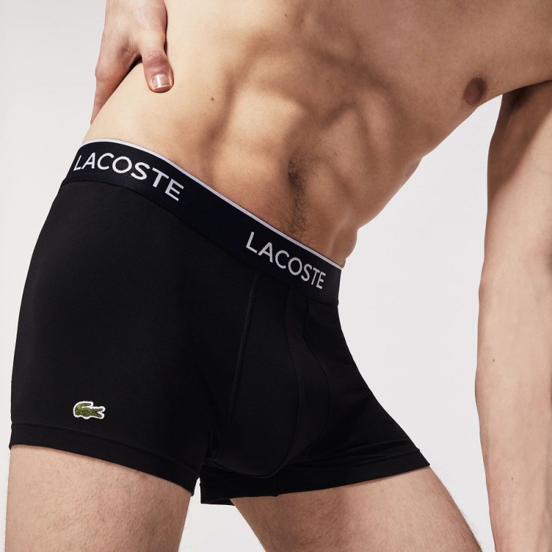 Men's Lacoste Branded 3-Pack Trunks Black | CNF851904