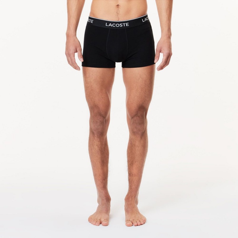 Men's Lacoste Branded 3-Pack Trunks Black White Grey Chine | UVS178549