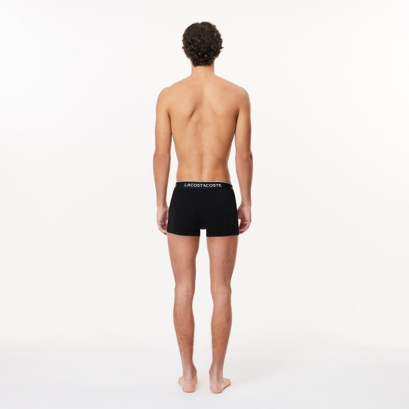 Men's Lacoste Branded 3-Pack Trunks Black White Grey Chine | UVS178549