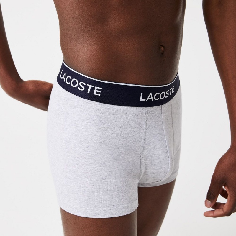 Men's Lacoste Branded 3-Pack Trunks Grey Chine | PFB864351