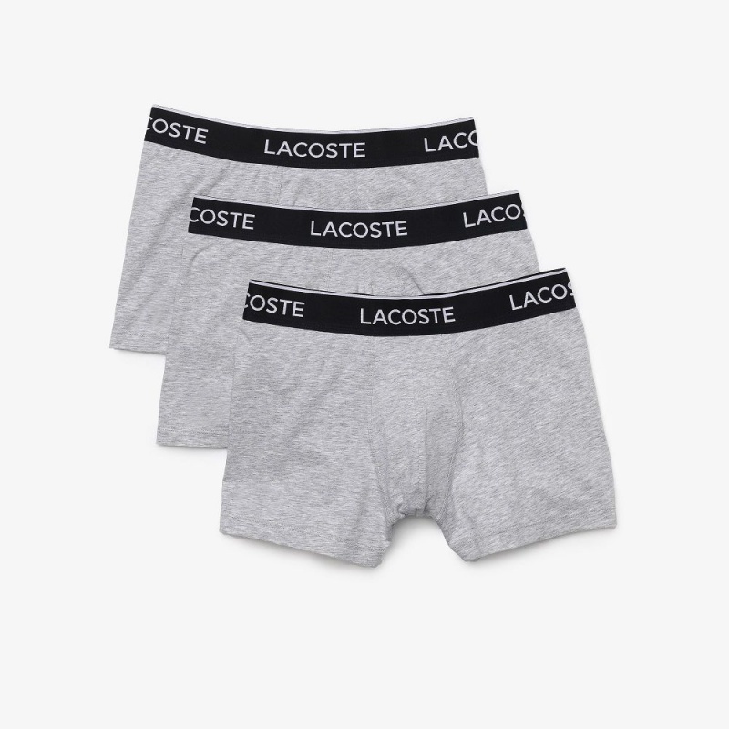 Men's Lacoste Branded 3-Pack Trunks Grey Chine | PFB864351