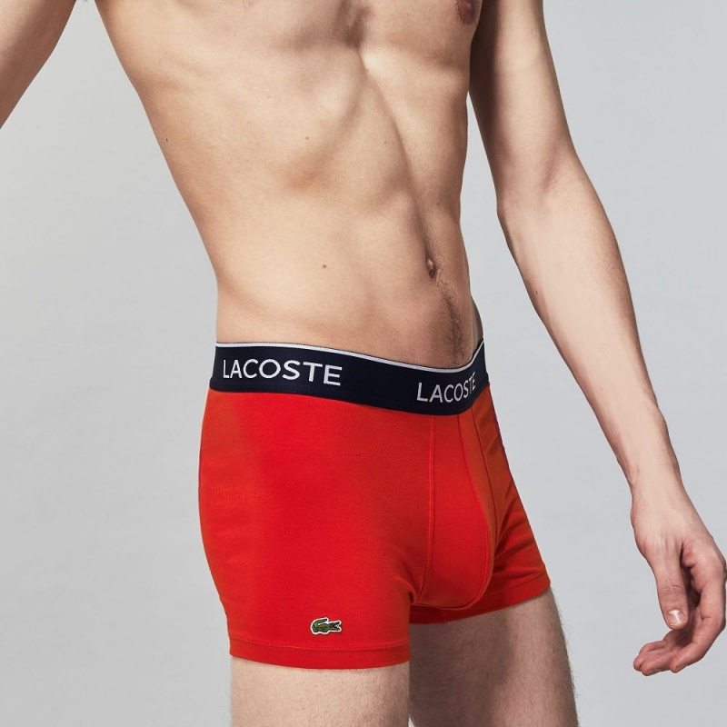 Men's Lacoste Branded 3-Pack Trunks Navy Blue Red Navy Blue | UMH269874