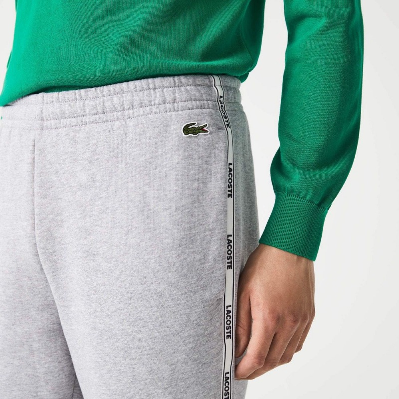 Men's Lacoste Branded Bands Skinny Fleece Sweatpants Grey Chine | XQB863524