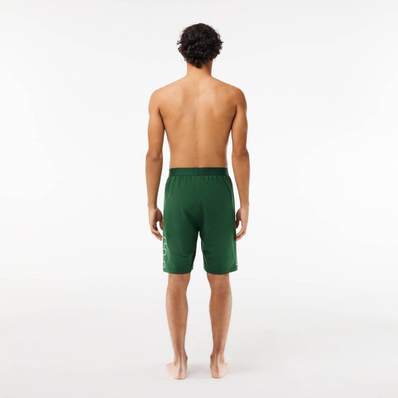 Men's Lacoste Branded Fleece Lounge Shorts Pine green | NPK405361