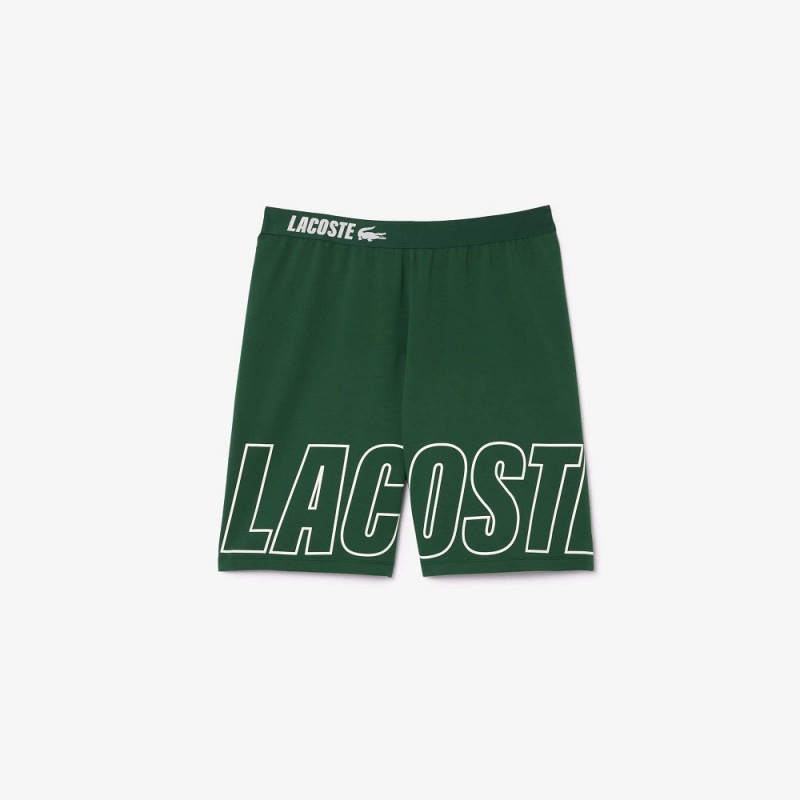 Men's Lacoste Branded Fleece Lounge Shorts Pine green | NPK405361