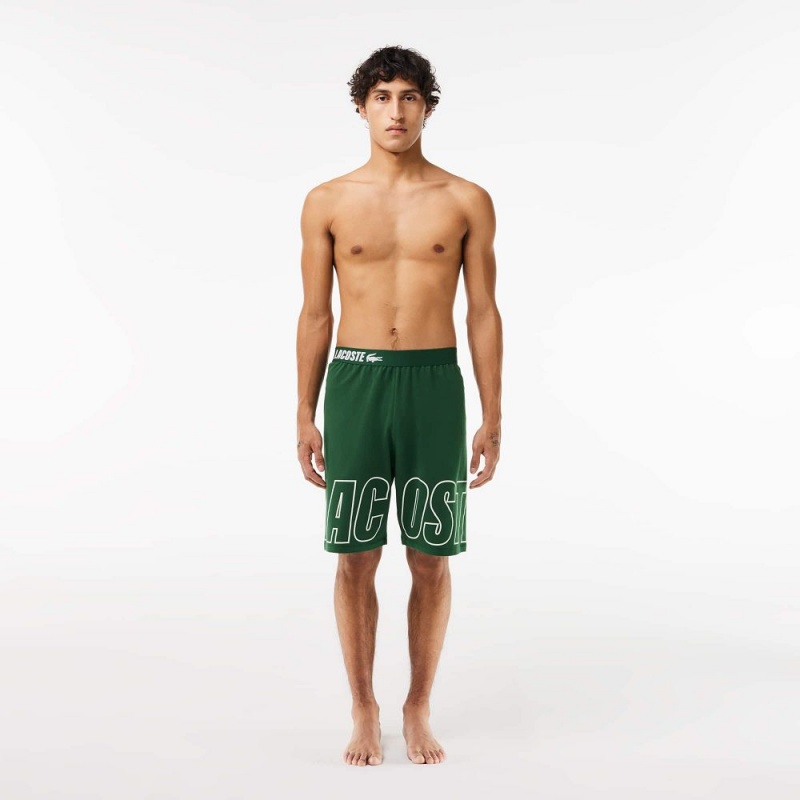 Men\'s Lacoste Branded Fleece Lounge Shorts Pine green | NPK405361