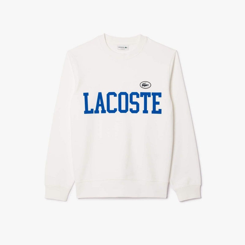 Men's Lacoste Branded Fleece Sweatshirt White | FCH075914