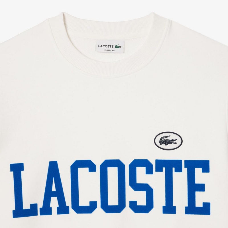 Men's Lacoste Branded Fleece Sweatshirt White | FCH075914