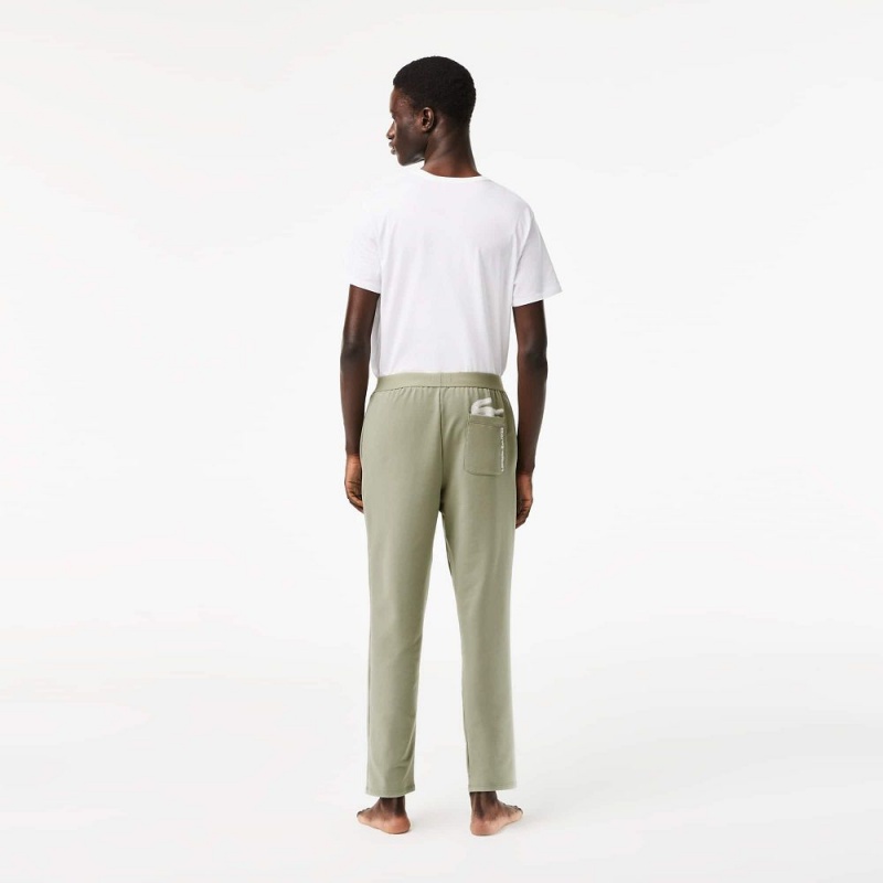 Men's Lacoste Branded Leg Lounge Pants Khaki Green | XCW543210