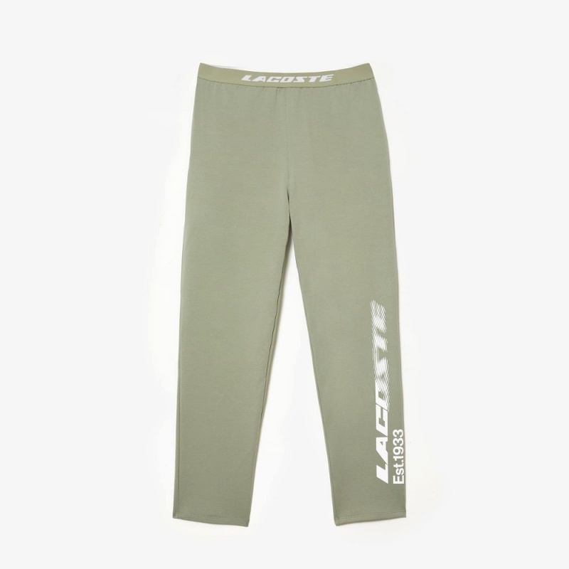 Men's Lacoste Branded Leg Lounge Pants Khaki Green | XCW543210