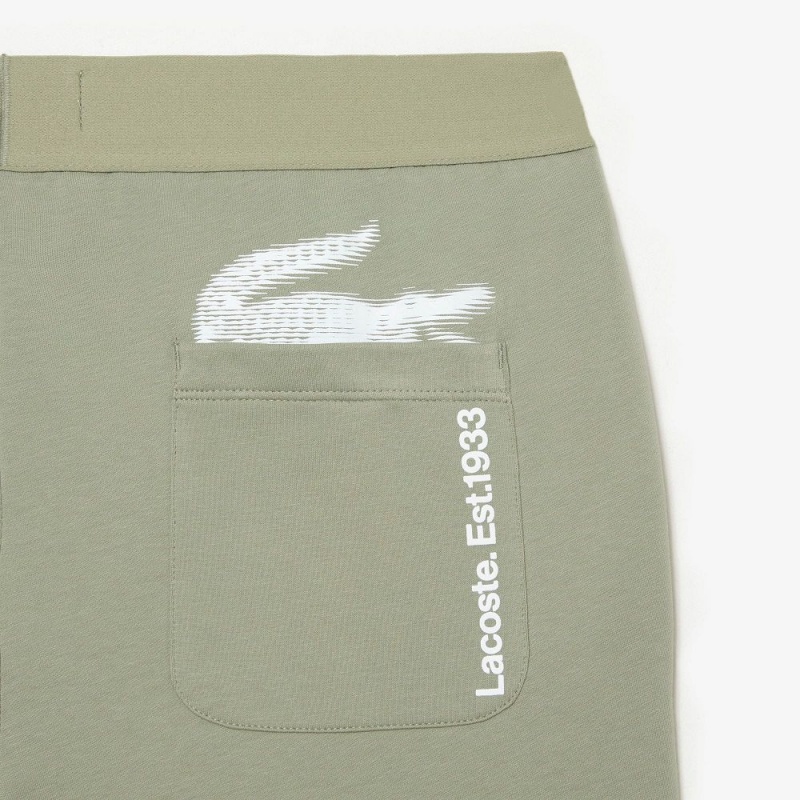 Men's Lacoste Branded Leg Lounge Pants Khaki Green | XCW543210