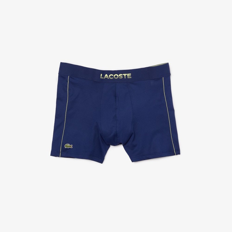 Men's Lacoste Breathable Technical Mesh Trunk Trunks Navy Blue Flashy Yellow | KML107943