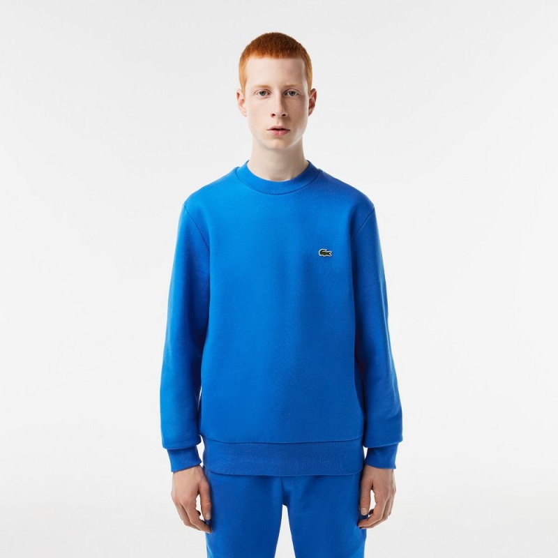 Men\'s Lacoste Brushed Fleece Sweatshirt Blue | XUV680392