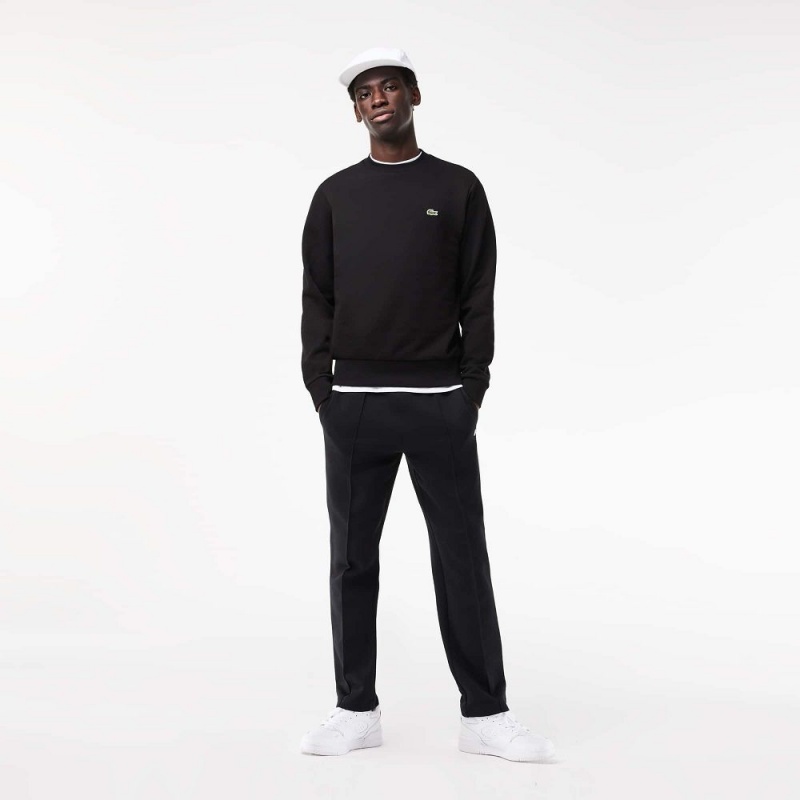 Men's Lacoste Brushed Fleece Sweatshirt Black | ACS704652