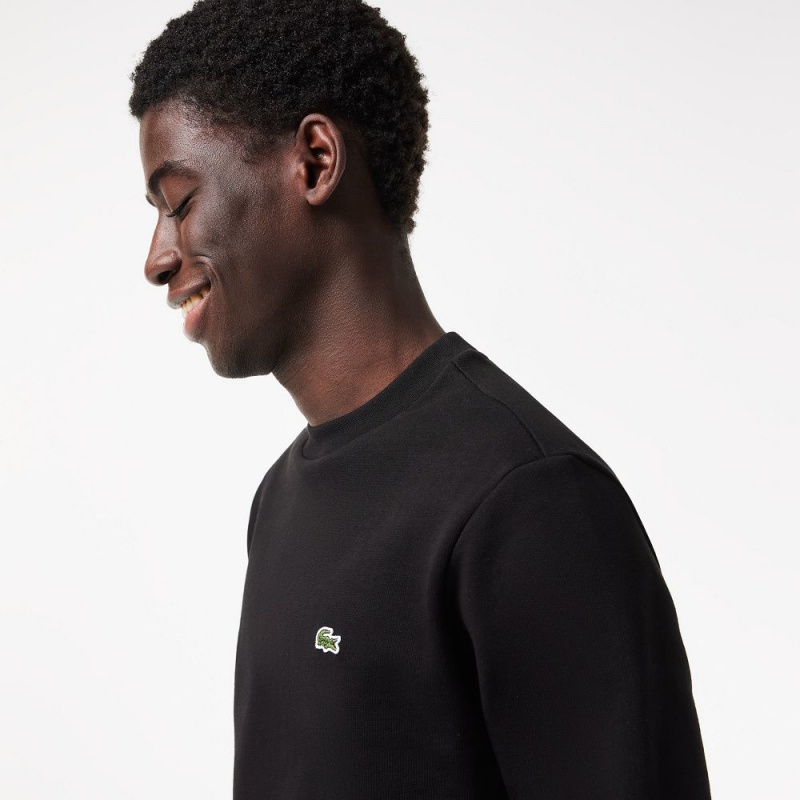 Men's Lacoste Brushed Fleece Sweatshirt Black | ACS704652