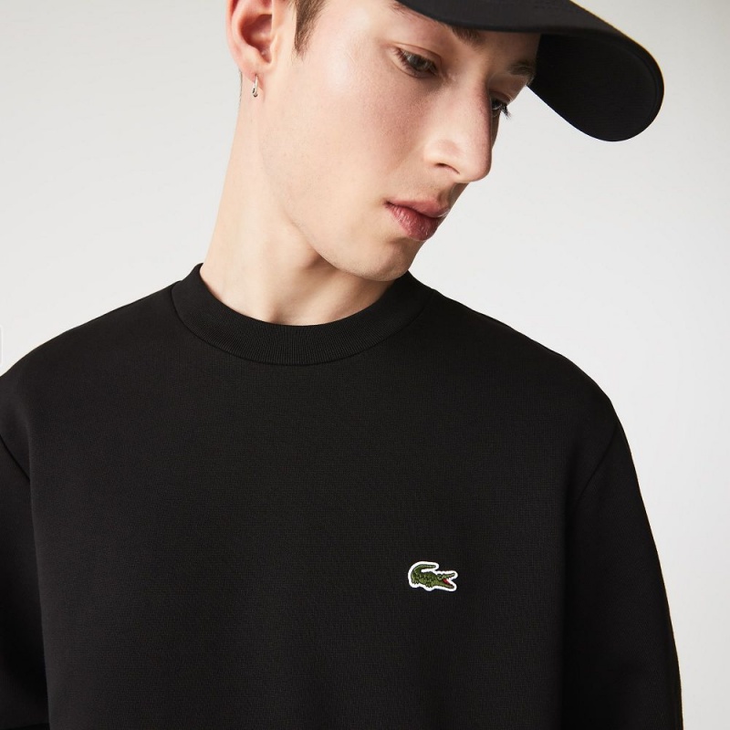 Men's Lacoste Brushed Fleece Sweatshirt Black | ACS704652