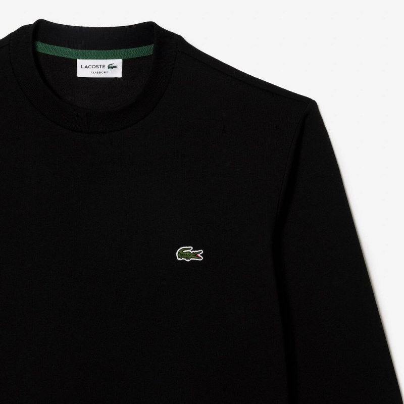 Men's Lacoste Brushed Fleece Sweatshirt Black | ACS704652