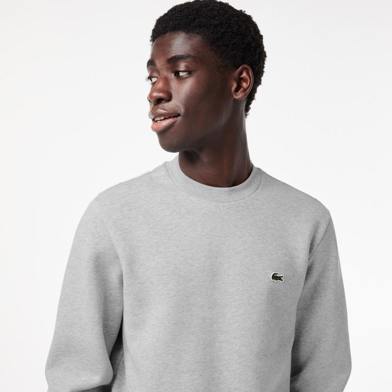 Men's Lacoste Brushed Fleece Sweatshirt Grey Chine | QEJ948531