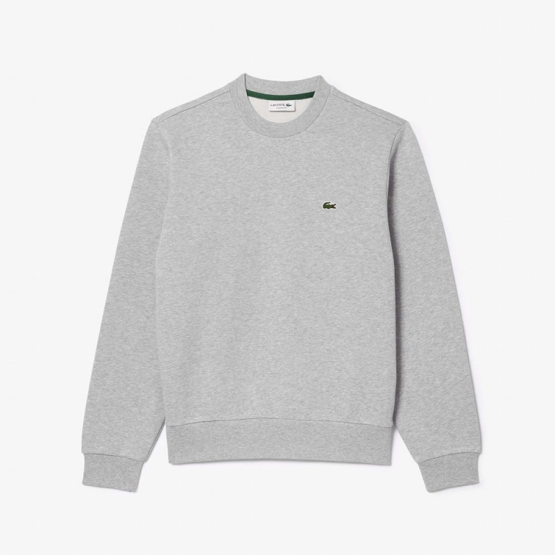 Men's Lacoste Brushed Fleece Sweatshirt Grey Chine | QEJ948531