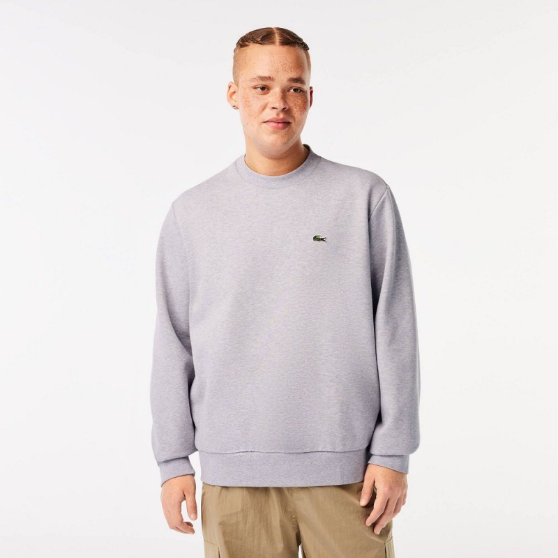 Men's Lacoste Brushed Fleece Sweatshirt Grey Chine | QEJ948531