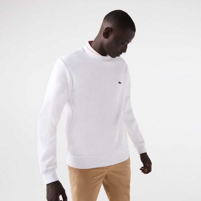 Men's Lacoste Brushed Fleece Sweatshirt White | FBP485637