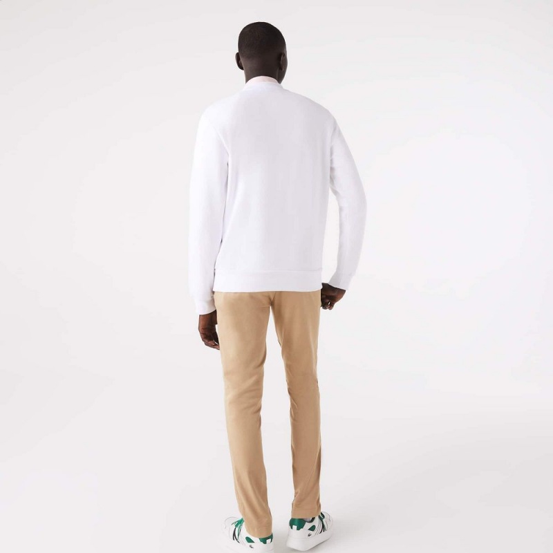 Men's Lacoste Brushed Fleece Sweatshirt White | FBP485637