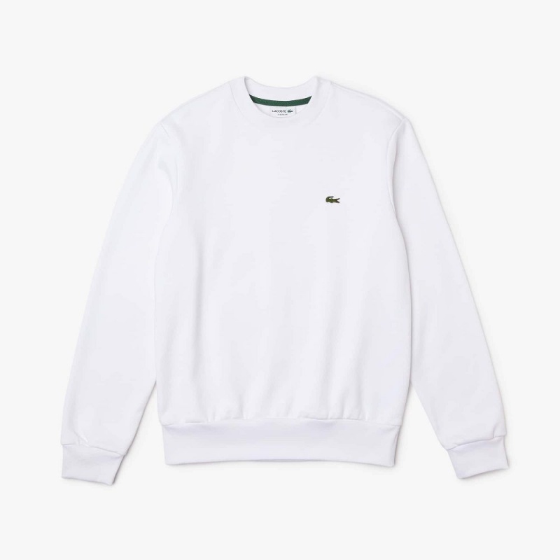 Men's Lacoste Brushed Fleece Sweatshirt White | FBP485637