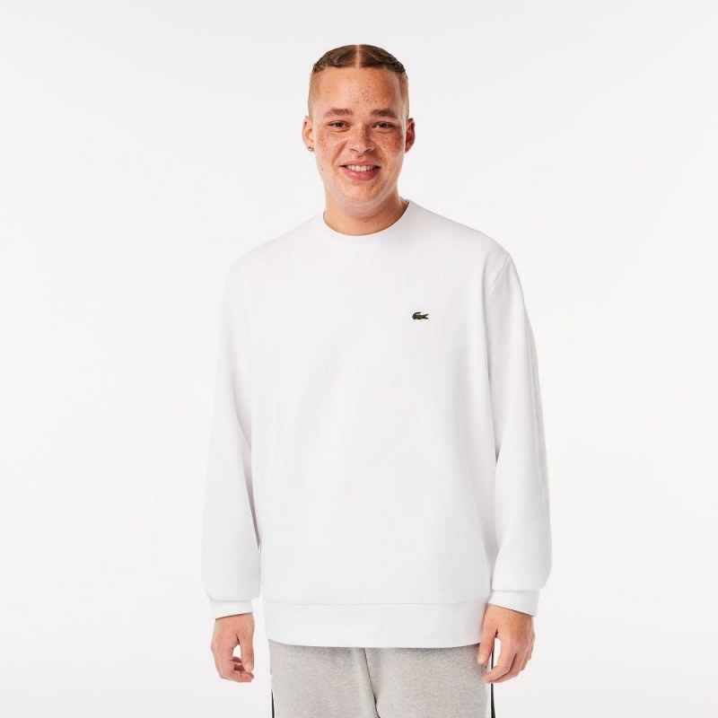 Men's Lacoste Brushed Fleece Sweatshirt White | FBP485637