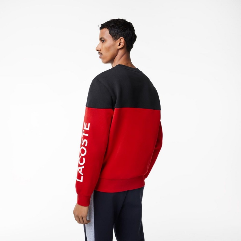 Men's Lacoste Classic Colorblock Branded Sweatshirt Navy Blue Red | FGT432751