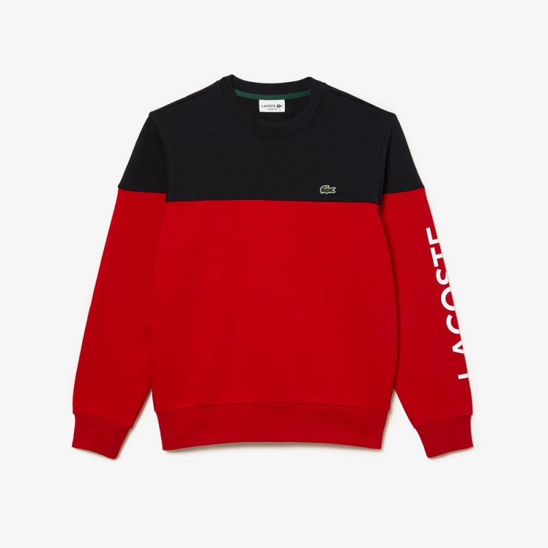 Men's Lacoste Classic Colorblock Branded Sweatshirt Navy Blue Red | FGT432751