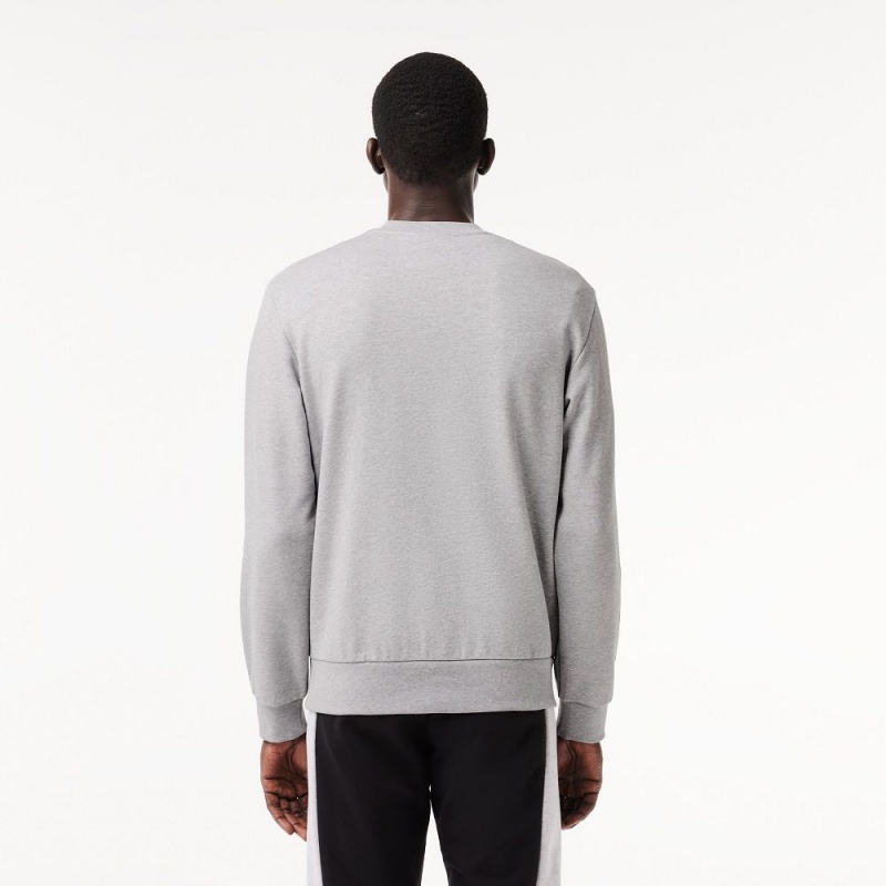 Men's Lacoste Classic Fit 3D Print Colorblock Sweatshirt Grey Chine Black | BEM612059