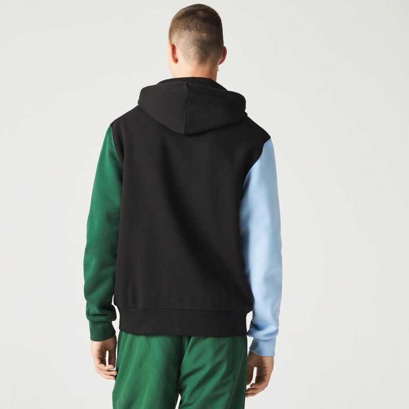 Men's Lacoste Classic Fit Colorblock Zip-Up Hoodie Black Green Blue Light Green | RFW287935