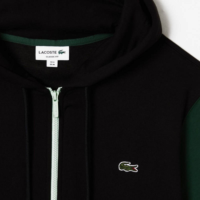 Men's Lacoste Classic Fit Colorblock Zip-Up Hoodie Black Green Blue Light Green | RFW287935