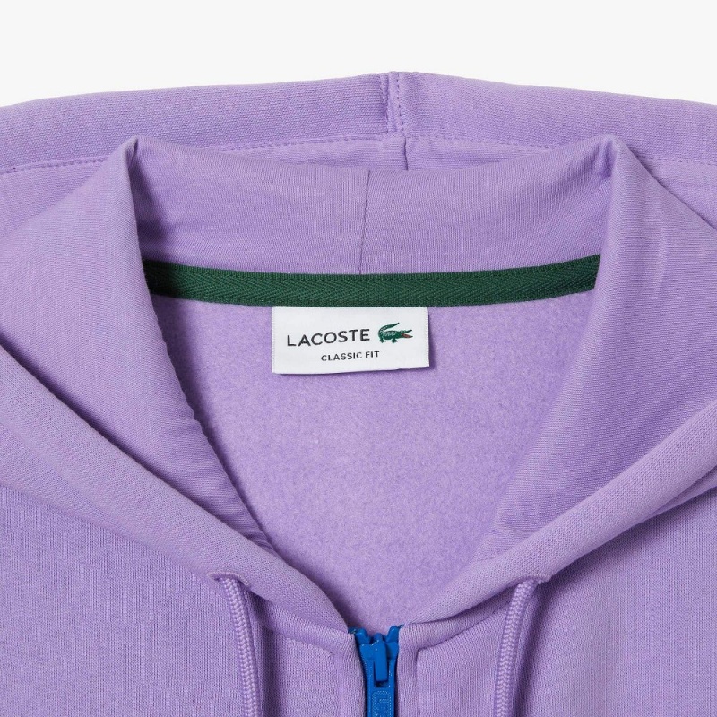 Men's Lacoste Classic Fit Colorblock Zip-Up Hoodie Purple Black White Blue | SJI724860