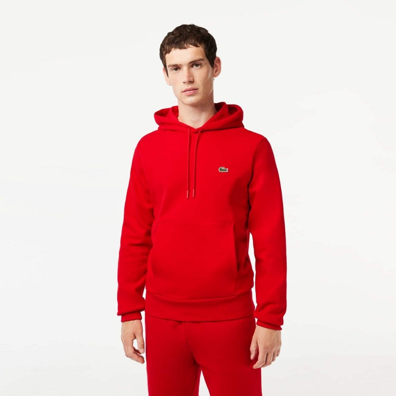 Men\'s Lacoste Classic Fit Cotton Blend Hoodie Red | MVY504613