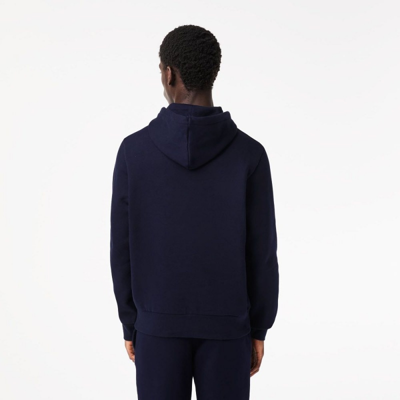 Men's Lacoste Classic Fit Cotton Blend Hoodie Navy Blue | LBD102745