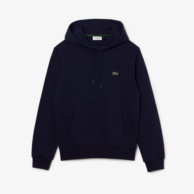 Men's Lacoste Classic Fit Cotton Blend Hoodie Navy Blue | LBD102745