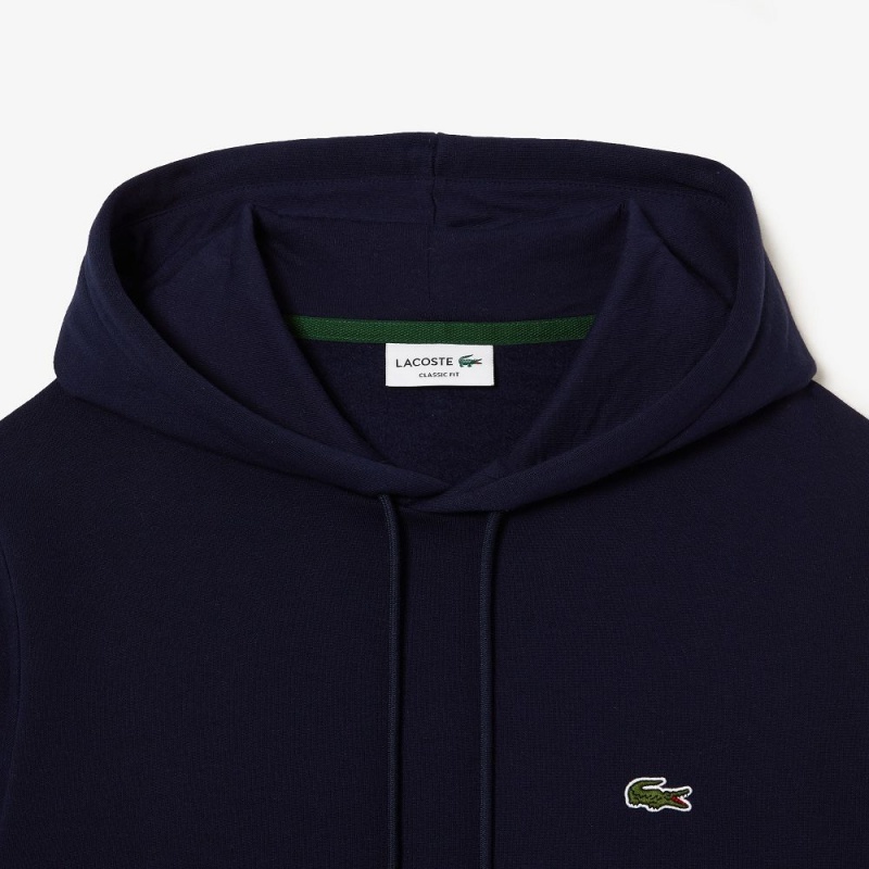 Men's Lacoste Classic Fit Cotton Blend Hoodie Navy Blue | LBD102745