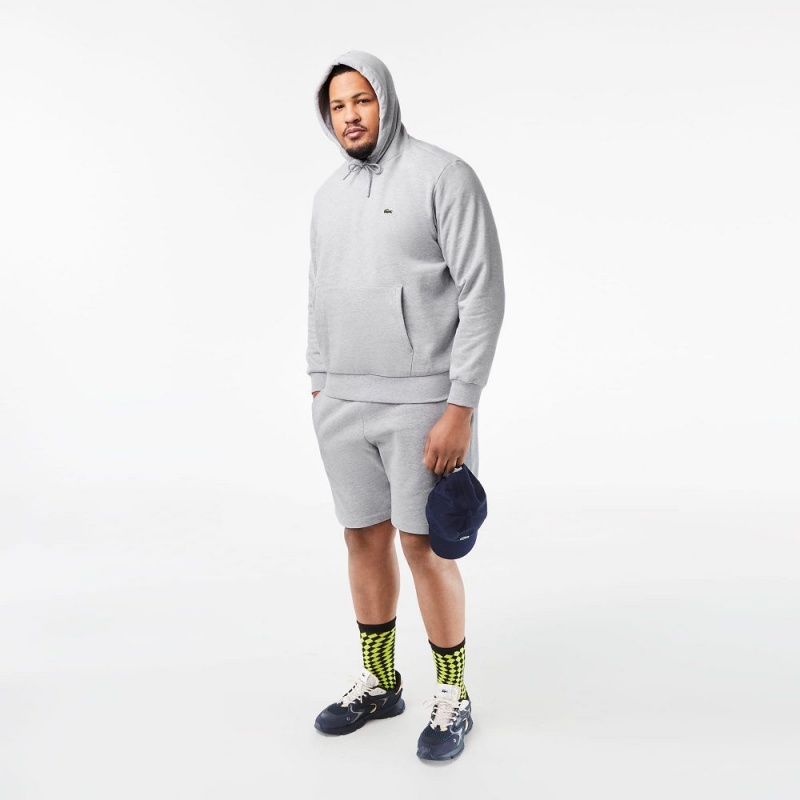 Men's Lacoste Classic Fit Cotton Blend Hoodie Grey Chine | XRP854106