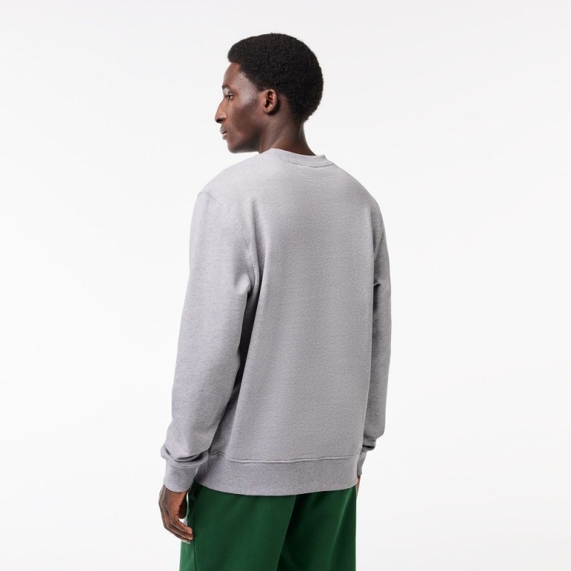 Men's Lacoste Classic Fit Cotton Fleece Sweatshirt Grey Chine | WYR437280