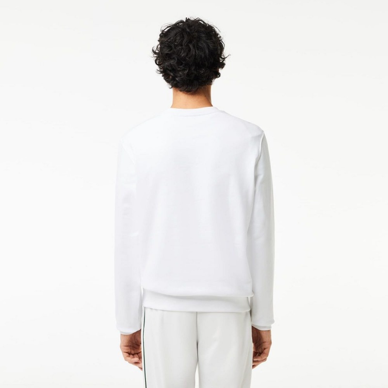 Men's Lacoste Classic Fit Cotton Fleece Sweatshirt White | AKM762049