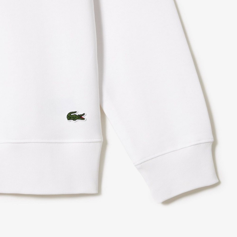 Men's Lacoste Classic Fit Cotton Fleece Sweatshirt White | AKM762049