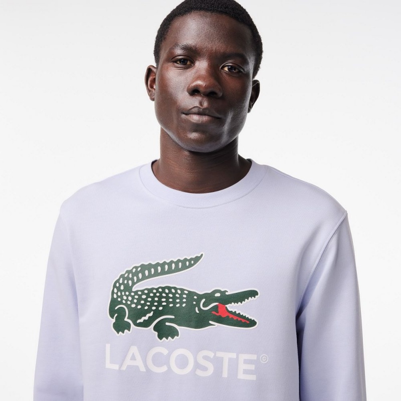 Men's Lacoste Classic Fit Cotton Fleece Sweatshirt Phoenix blue | APM532194