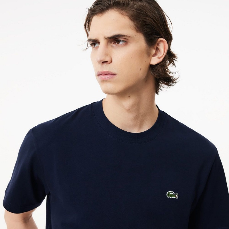 Men's Lacoste Classic Fit Cotton Jersey T-Shirt Navy Blue | FQM148760