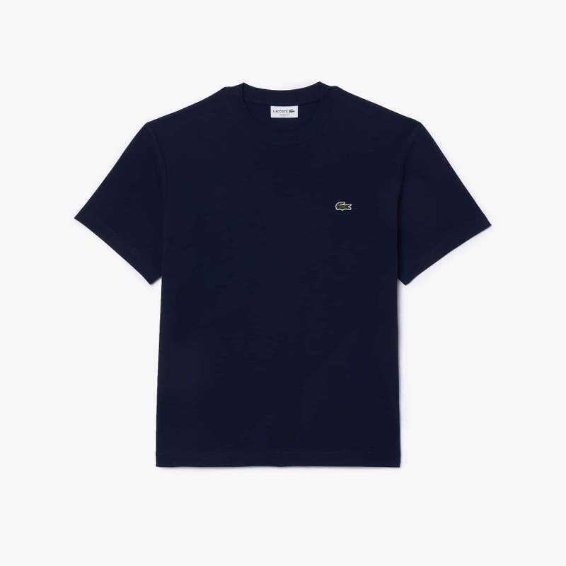 Men's Lacoste Classic Fit Cotton Jersey T-Shirt Navy Blue | FQM148760