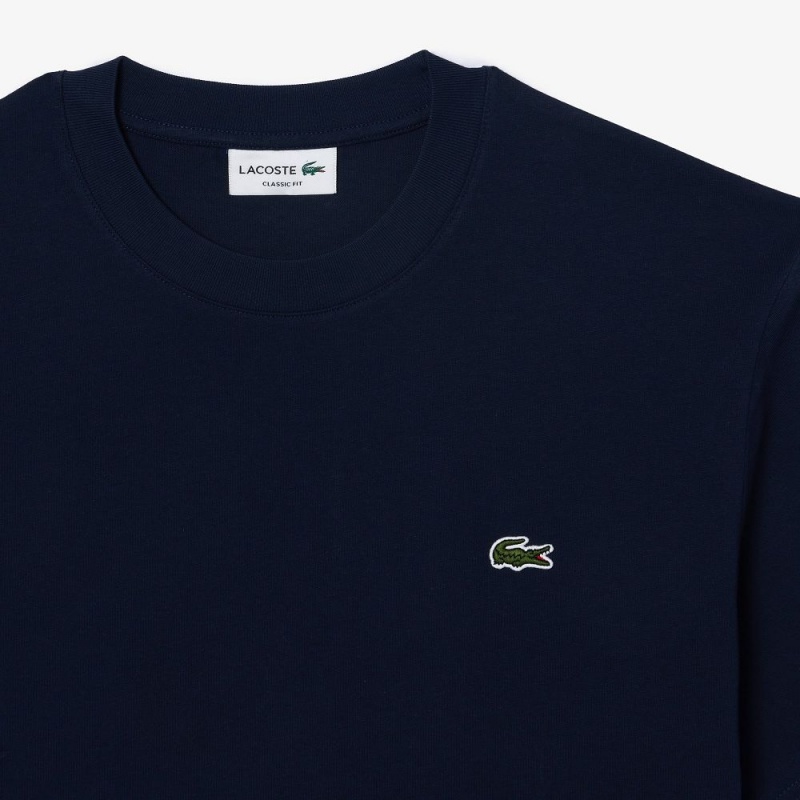 Men's Lacoste Classic Fit Cotton Jersey T-Shirt Navy Blue | FQM148760