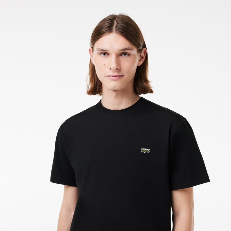 Men's Lacoste Classic Fit Cotton Jersey T-Shirt Black | EWH514609