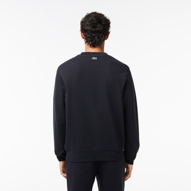 Men's Lacoste Classic Fit Croc Print Sweatshirt Abysm blue | IYF198347