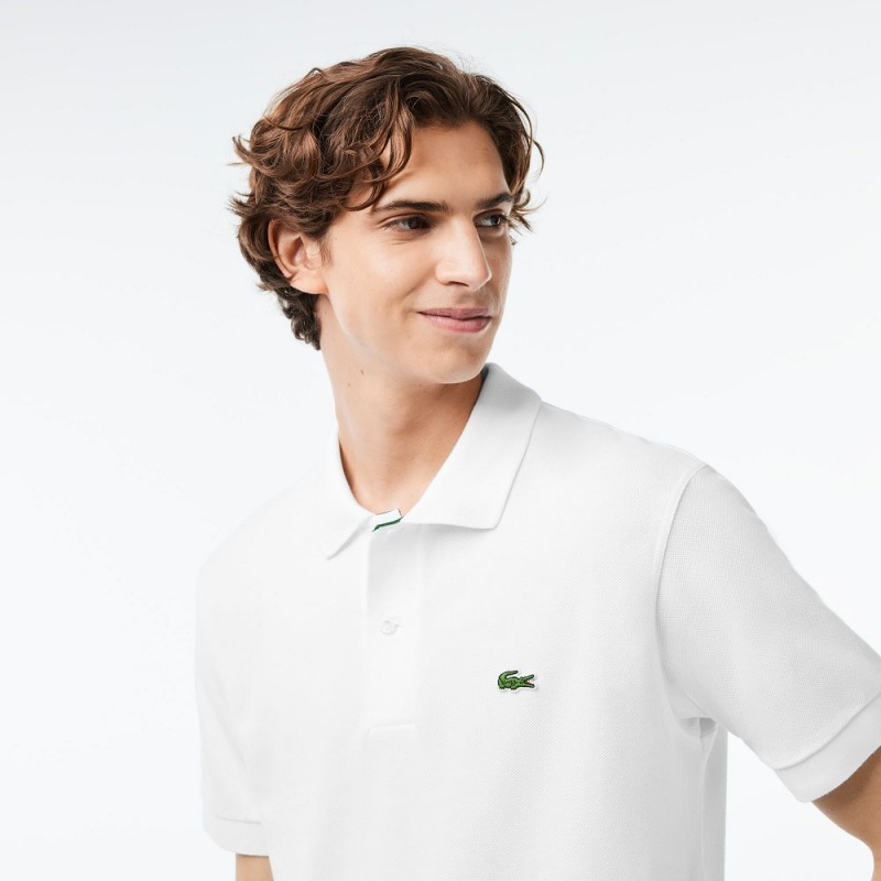 Men's Lacoste Classic Fit Heavy Cotton Piqué L.12.21 Polo Shirts White | DVR379214